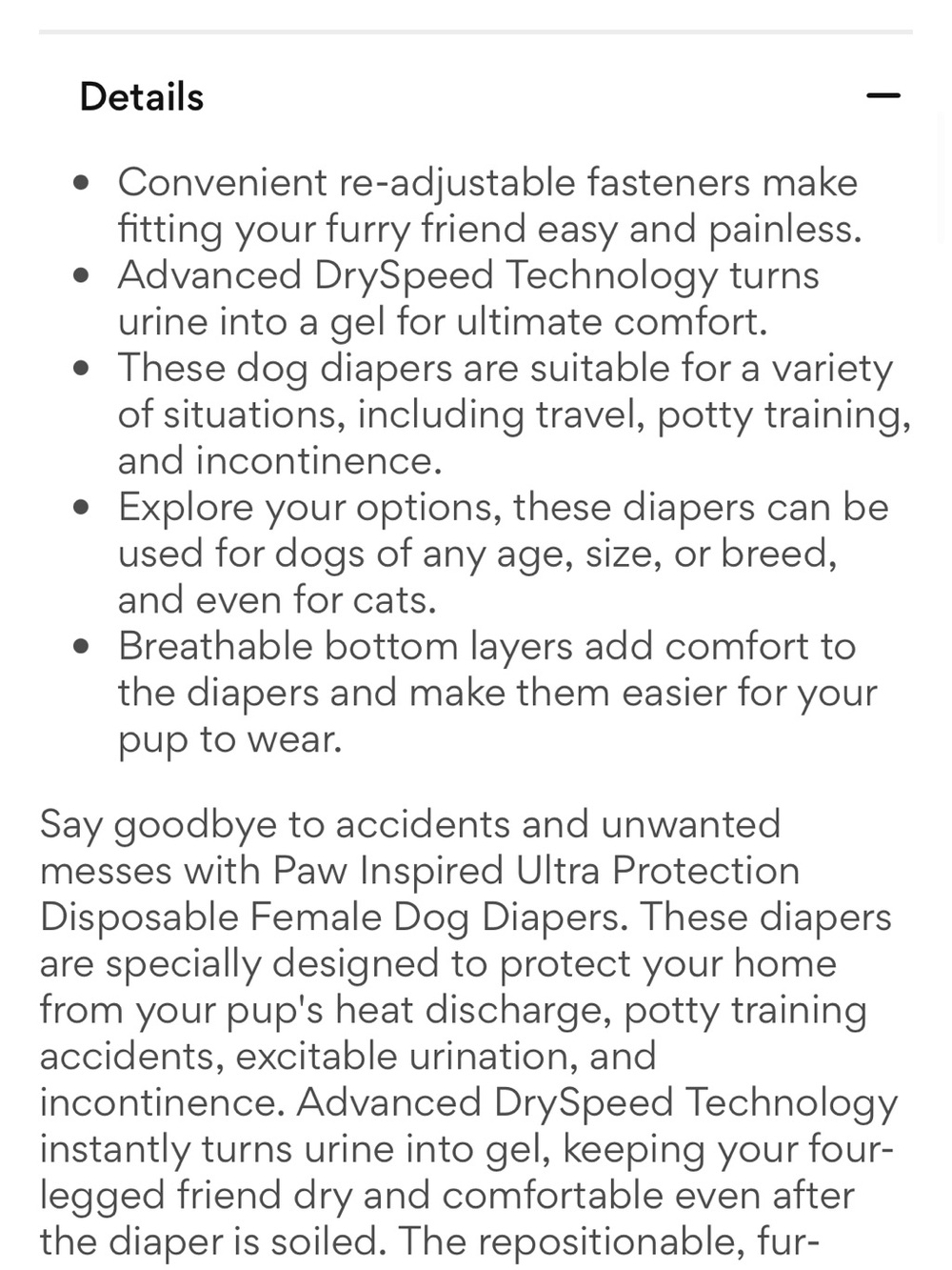 Paw Inspired SMALL Disposable Female Dog Diapers - 29 count - Picture 8 of 8